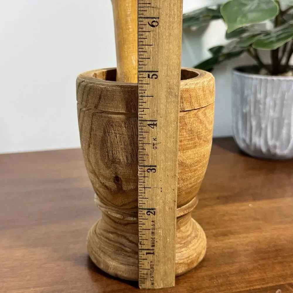 IMUSA Wooden Mortar & Pestle Set Wood Grinder Masher Spices Herbs Kitchen Tool